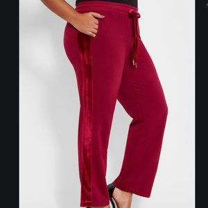 NWT Bebe sport burgundy velvet sweatpants 1X